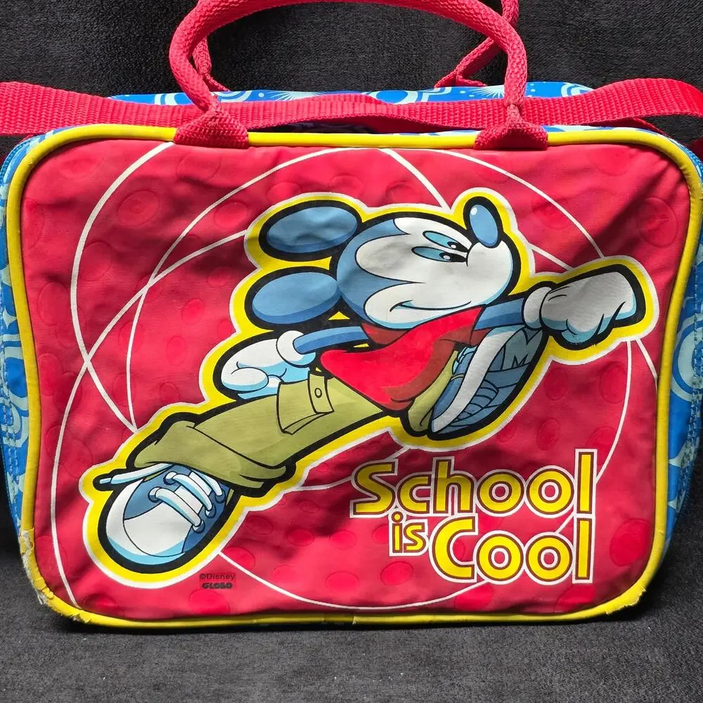 Vintage Disney Mickey Mouse SCHOOL IS COOL Insulated Lunch Bag